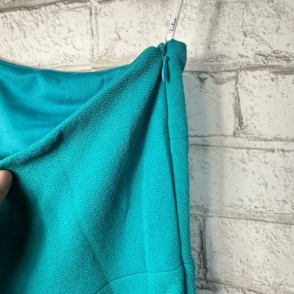 Lulus Dress Slice of Style One Shoulder Cut Out Mini Asymmetrical Teal Green XL - Picture 5 of 5